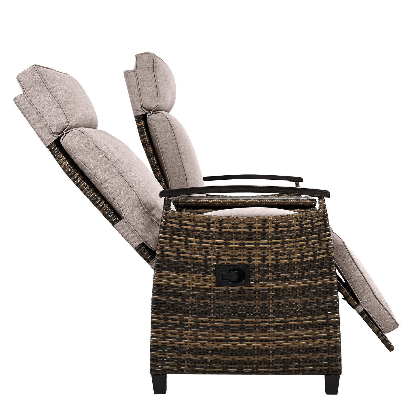 Patio Recliner Loveseat Chair, Adjustable Backrest Wicker Outdoor
